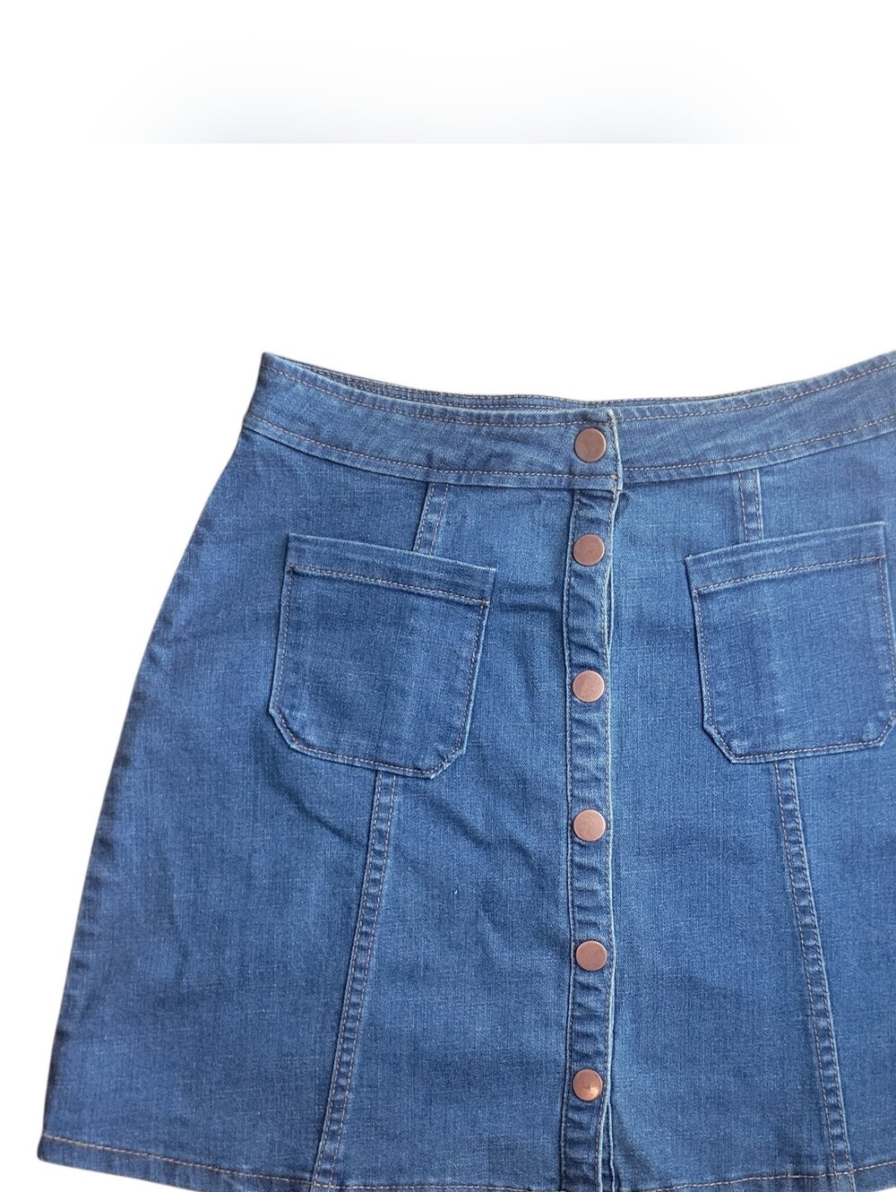 Denim Button-Front Mini Skirt